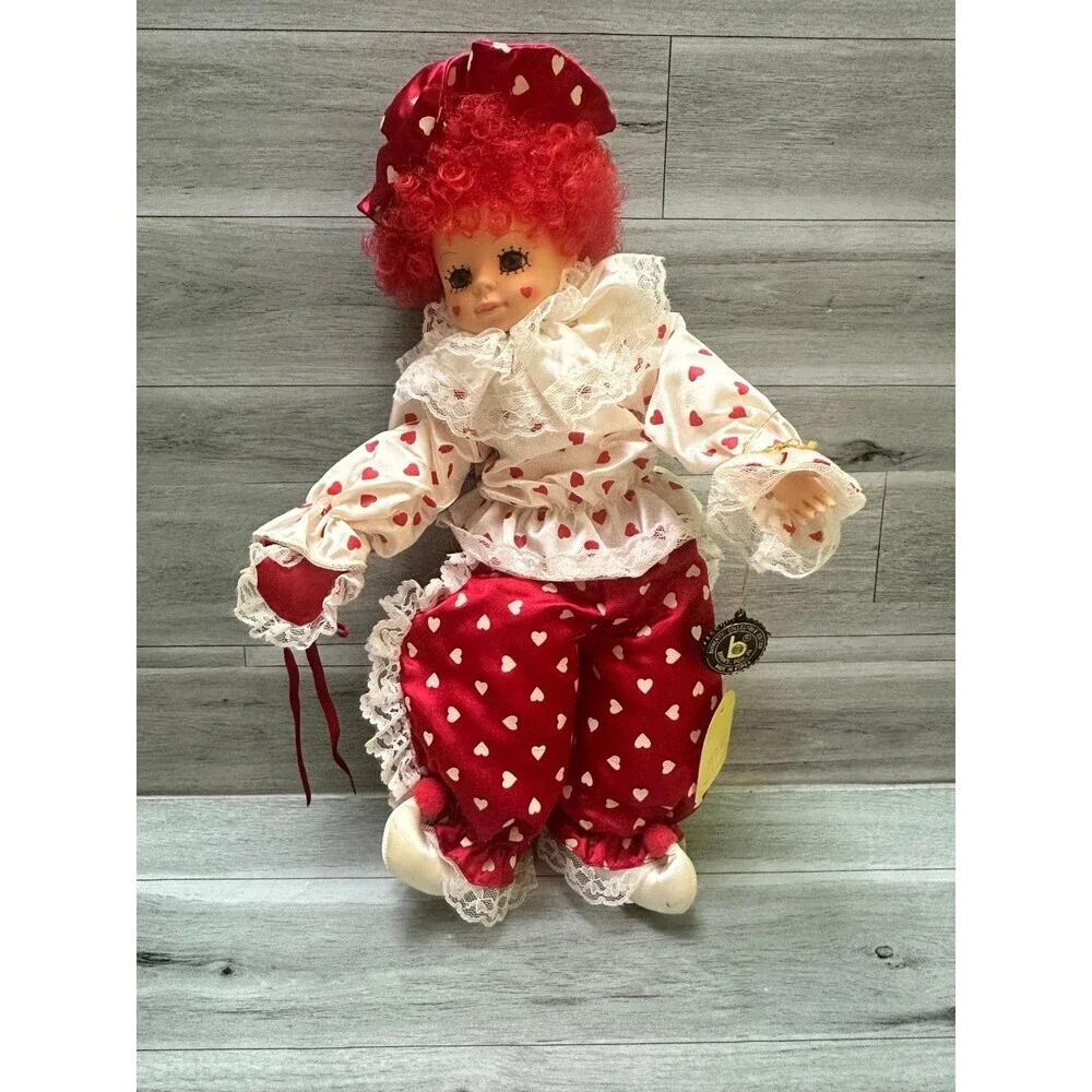 BRINN’S calendar limited edition Red Heart-Print Clown Doll